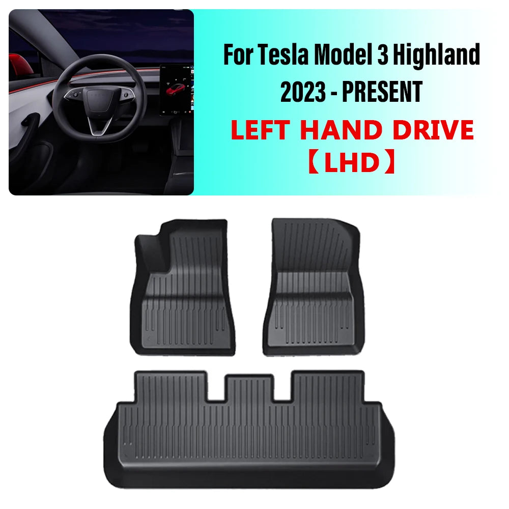 For Tesla Model 3 Highland Floor Mat Left and Right Hand Drive TPE Carpet Waterproof Weather-resistant Foot Pads Mats