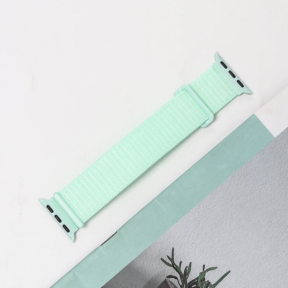 Nylon Strap For Apple Watch Band Ultra 2 49mm 45mm 41mm 44mm 42mm 38mm Adjustable Elastic Bracelet For iWatch Series 9 8 7 6 5 4