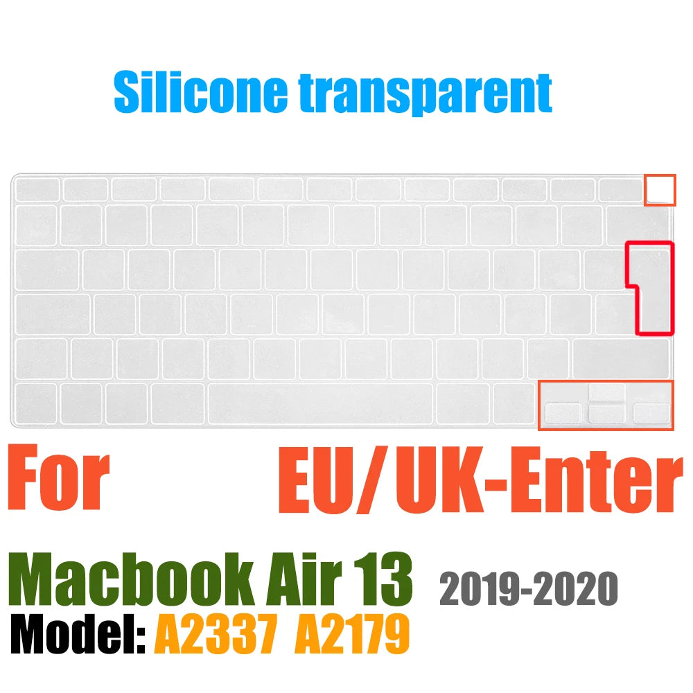 Keyboard Cover For MacBook Air 13 inch 2022 2021 2020 Release A2337 M1 A2179 with Touch ID Waterproof Protective Silicone Skin