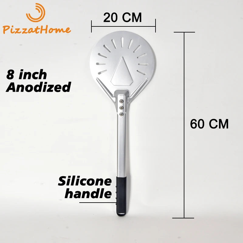 PizzAtHome Long Handle 7/ 8/ 9 Inch Perforated Pizza Turning Peel Pizza Shovel Aluminum Pizza Peel Paddle Small Pizza Tool