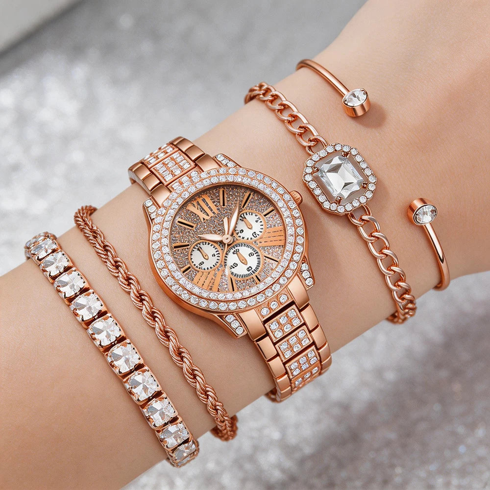 5Pc Trendy Latest Elegant And Fashionable Quartz Watch, Ideal Gift For Friends And Family On Valentine's Day, Easter, Birthdays!