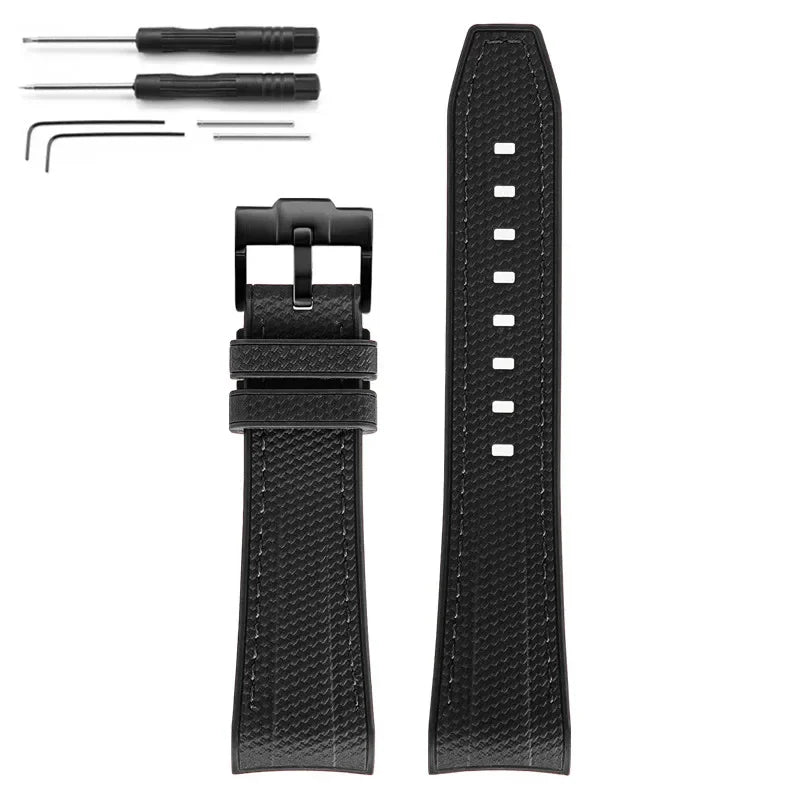 Rubber Silicone Watch Band for Swatch X Blancpain GREEN ABYSS Curved End Waterproof Sport Woven Pattern Strap Bracelet 22mm