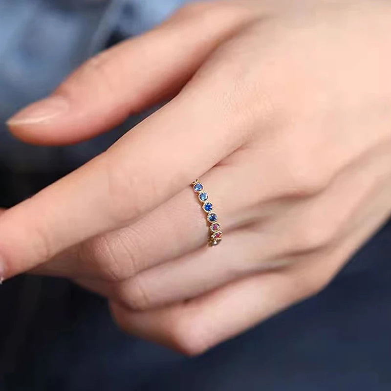 Huitan Colorful Rainbow Cubic Zircon Promise Rings for Women Gold Color Luxury Trendy Wedding Accessories Statement Jewelry