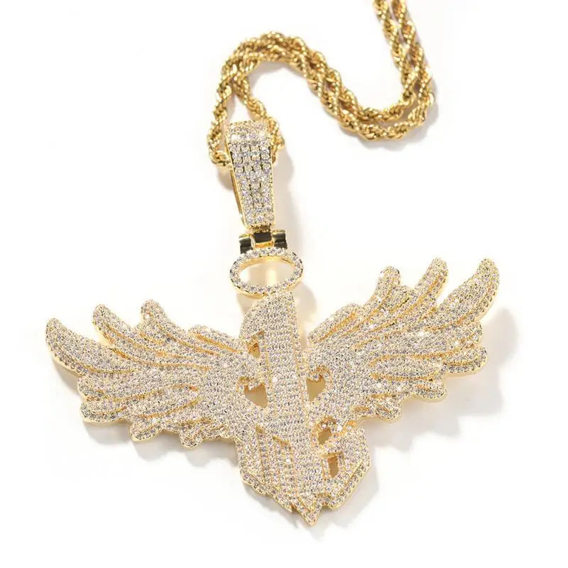 Men's Personality Is Cool, Ha's New Large Wing Pendant,  Copper Inlaid Zircon Fashionable Street Necklace Trend