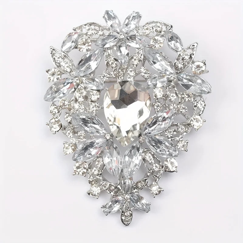 Creative Crown Brooch High-end Alloy Women's Corsage Women's Colorful Rhinestone and Water Drop Jewelry