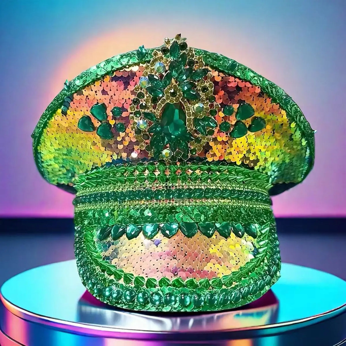 Luxury Festival Rhinestone Captain Hat Military Cap Sergeant Hat Hen Do Hat Mucis Festival Steampunk Caps Fashion Masquerade