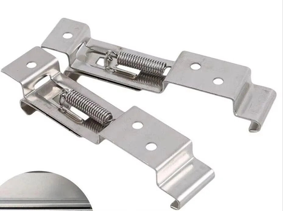 2 PCS Rectangular Car License Plate Spring Loaded Stainless Steel Bracket Cars Frame Holder Clamps Trailer Number Plate Clips