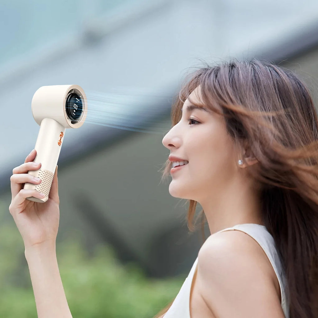 Handheld High Speed Mini Fan, Portable Personal Air Cooler Heater with 199 Levels Infinite Wind Speed Adjustment