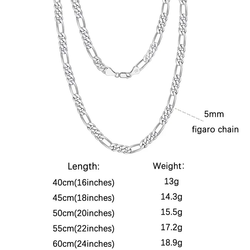 ORSA JEWELS 100% 925 Sterling Silver Link Chain Necklaces Minimalism Snake/Paperclip/Box/Figaro/Chopin/Cuban Chains 40-60cm