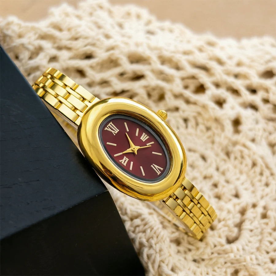 Women Watch Elegant - Vintage Bathtub Oval Dial Steel Strap Timepiece