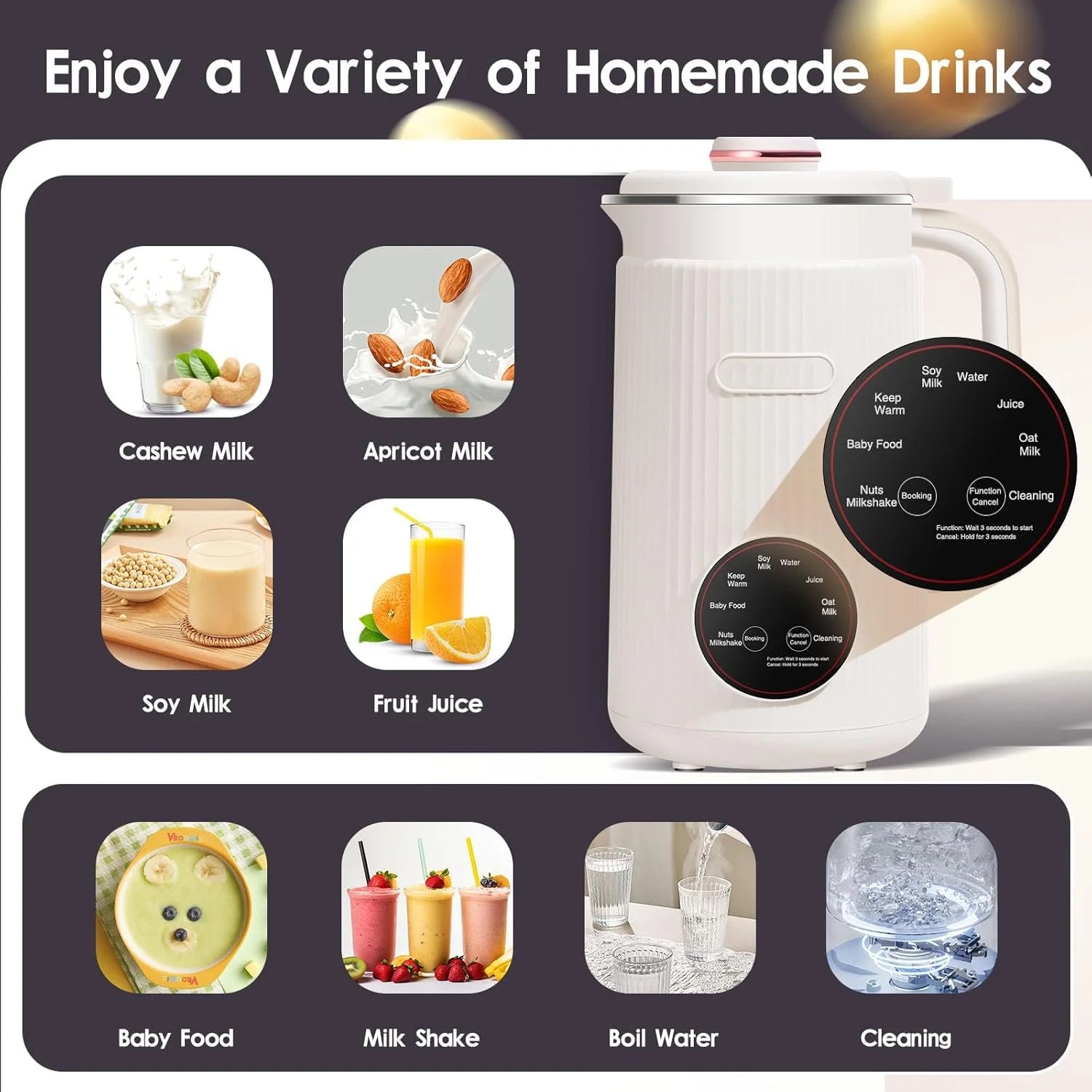 8-in-1 Multifunctional Automatic Nut Milk Machine&Coffee Maker, 40oz Auto Self-Cleaning Delay Start, Keep Warm Boil