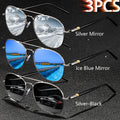 3PCS Fashion Vintage Square Metal Frame Sunglasses Men Women Fishing Driving Luxury Brand Designer Sun Glasses  Eyewear