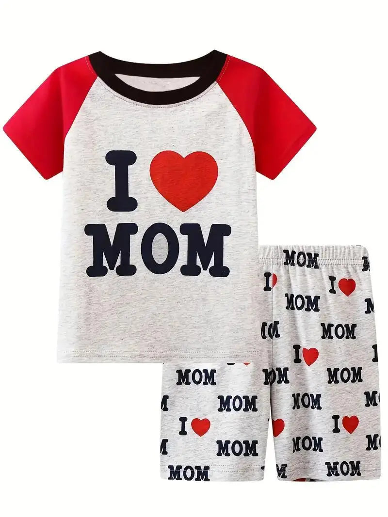 2pcs Toddler Girls Cotton Pajamas Outfit Cartoon Unicorn Graphic Crew Neck T-Shirt Top & Elastic Waist Shorts Sleepwear