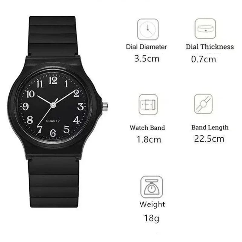 Simple Women's Quartz Watch with Silicone Strap Waterproof round Small Dial Student Exam Watch for Ladies