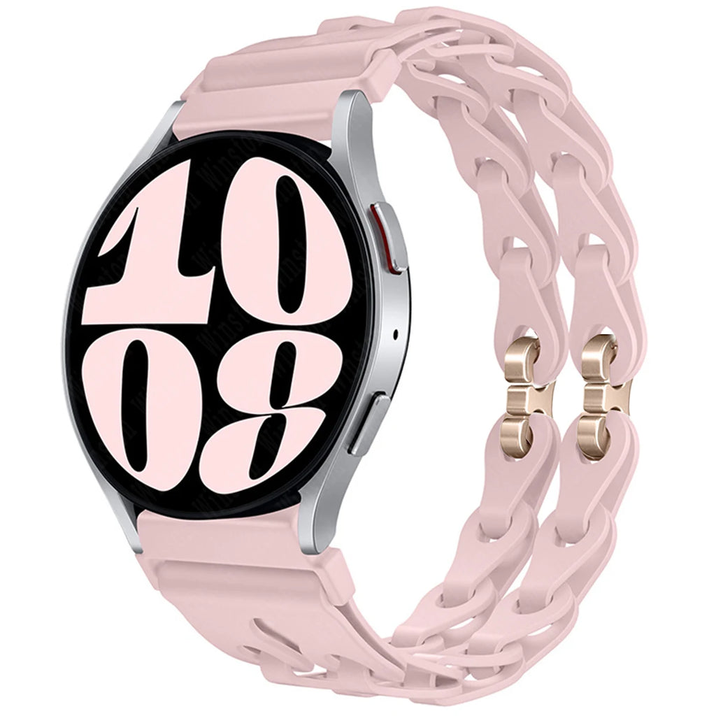 22mm 20mm Chain Strap for Samsung Galaxy Watch 7 6 5 4 6Classic Silicone Band for Huawei GT4 3Pro for Amazfit GTR 4/GTS Bracelet