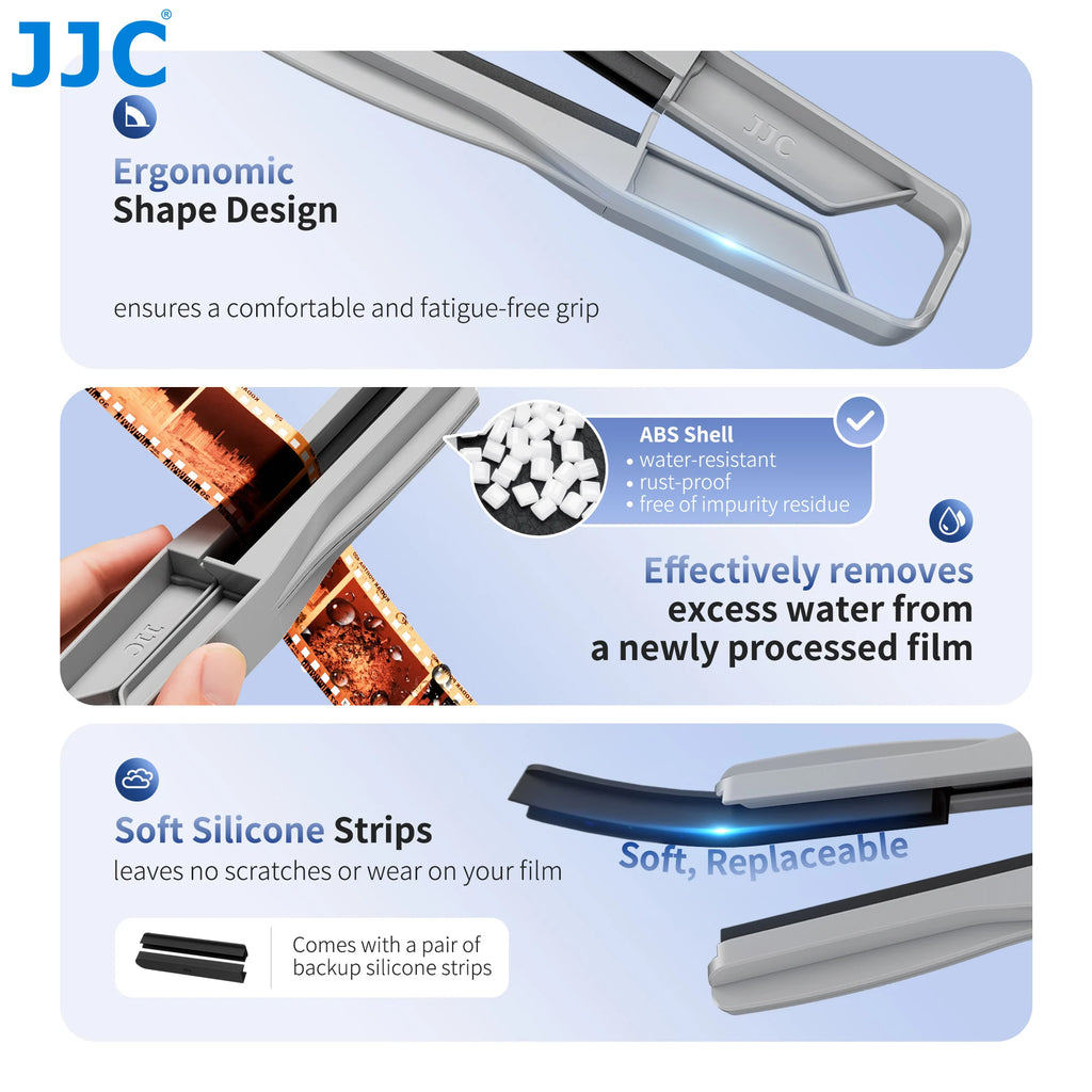 JJC Film Squeegee for 35mm and 120 Film, Film Wiper with Silicone Blades to Dry Water No Marks and Scratches Leave