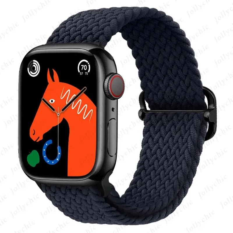 Braided Loop for Apple Watch Strap 44mm 40mm 45mm 41mm 42mm 38mm 49mm Elastic Solo Bracelet IWatch Series 7 Se 3 6 Ultra 8 Band
