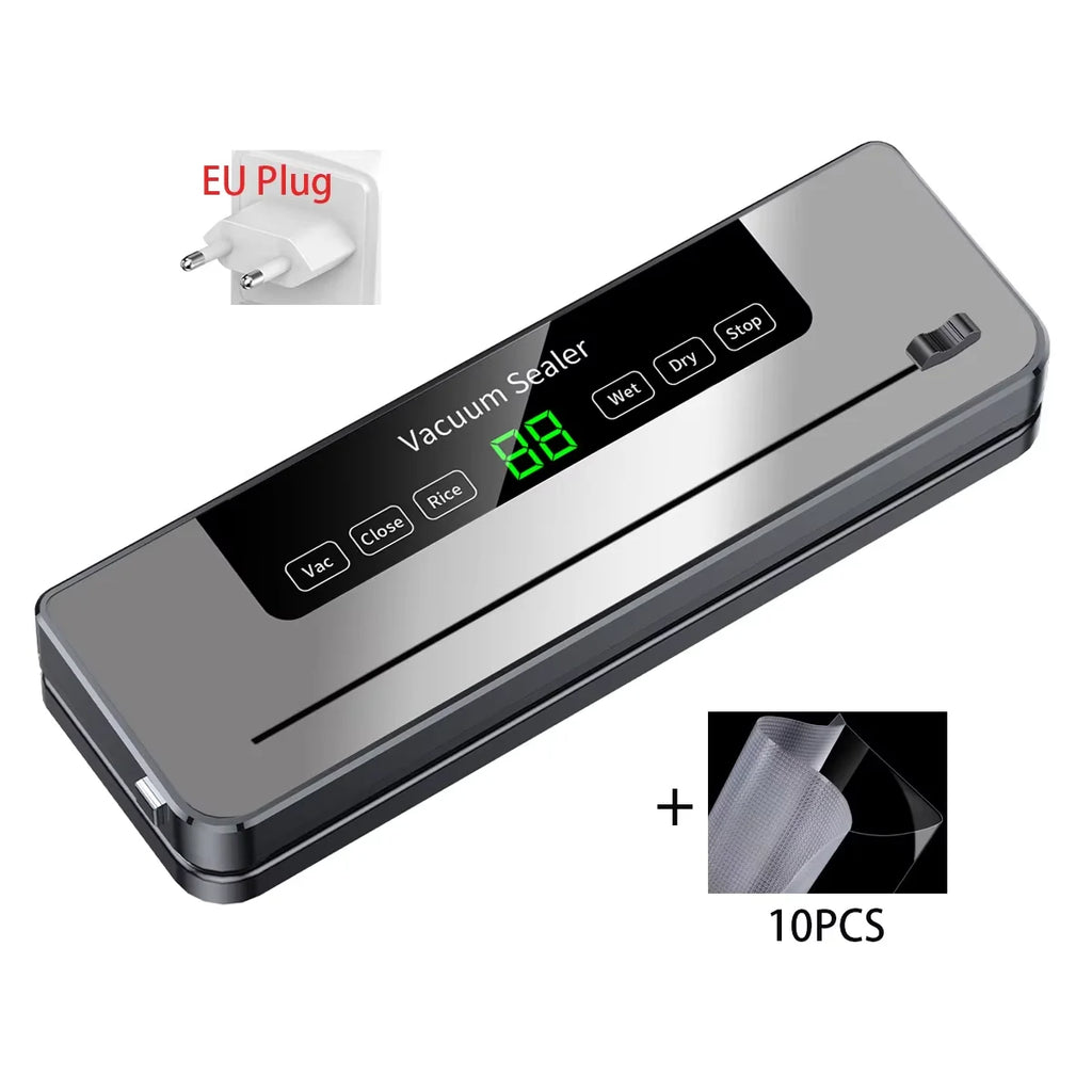 Electric Household Vacuum Sealer Machine - One Touch Operation with Built-in Cutter Kitchen Food Storage Packaging Tool
