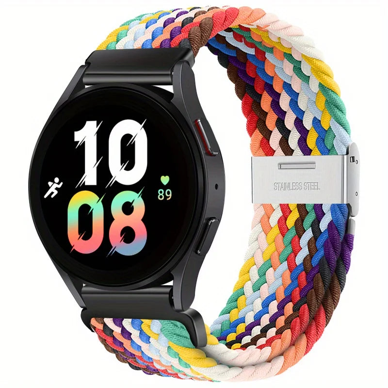 22mm 20mm Nylon Strap For Samsung Galaxy Watch 6 5 4/Gear S3 Magnetic Buckle Metal Adjustment Band For Huawei IWatch 4 GT2/3 Pro