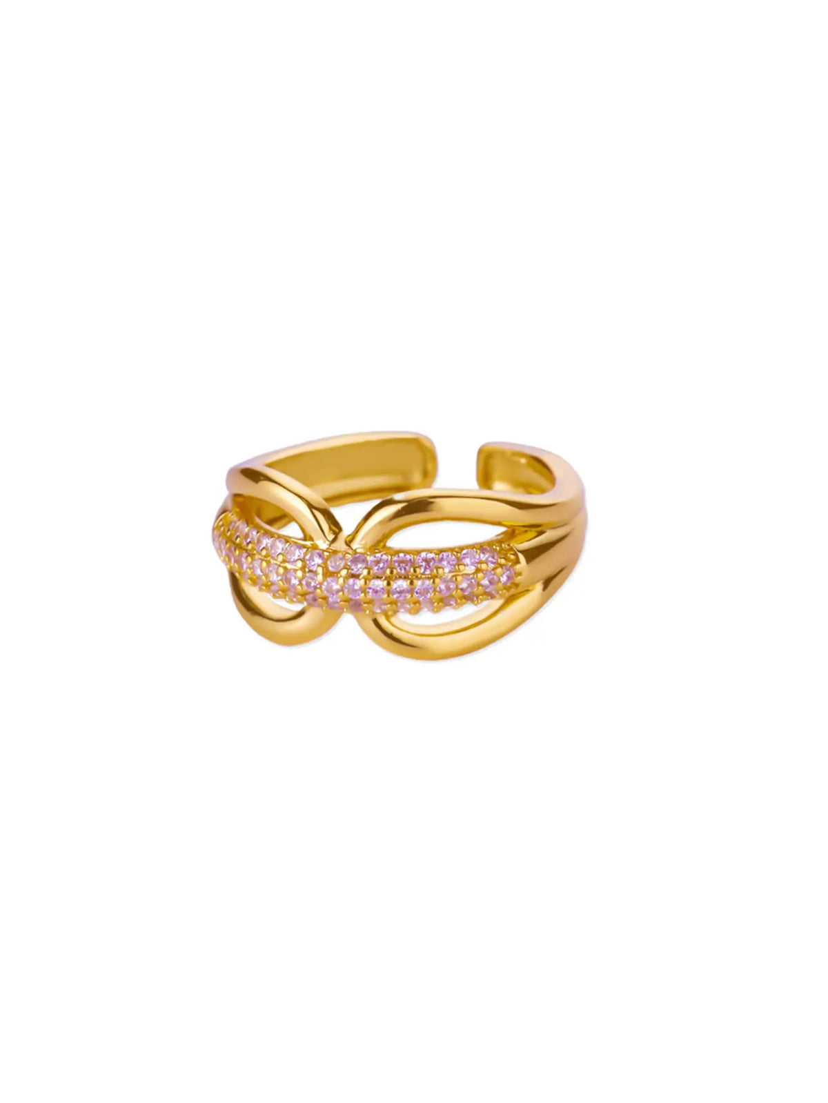 Zircon Star Knot Rings For Women Gold Color Stainless Steel Geometric Adjustable Finger Rings Wedding Couple Jewelry Gifts