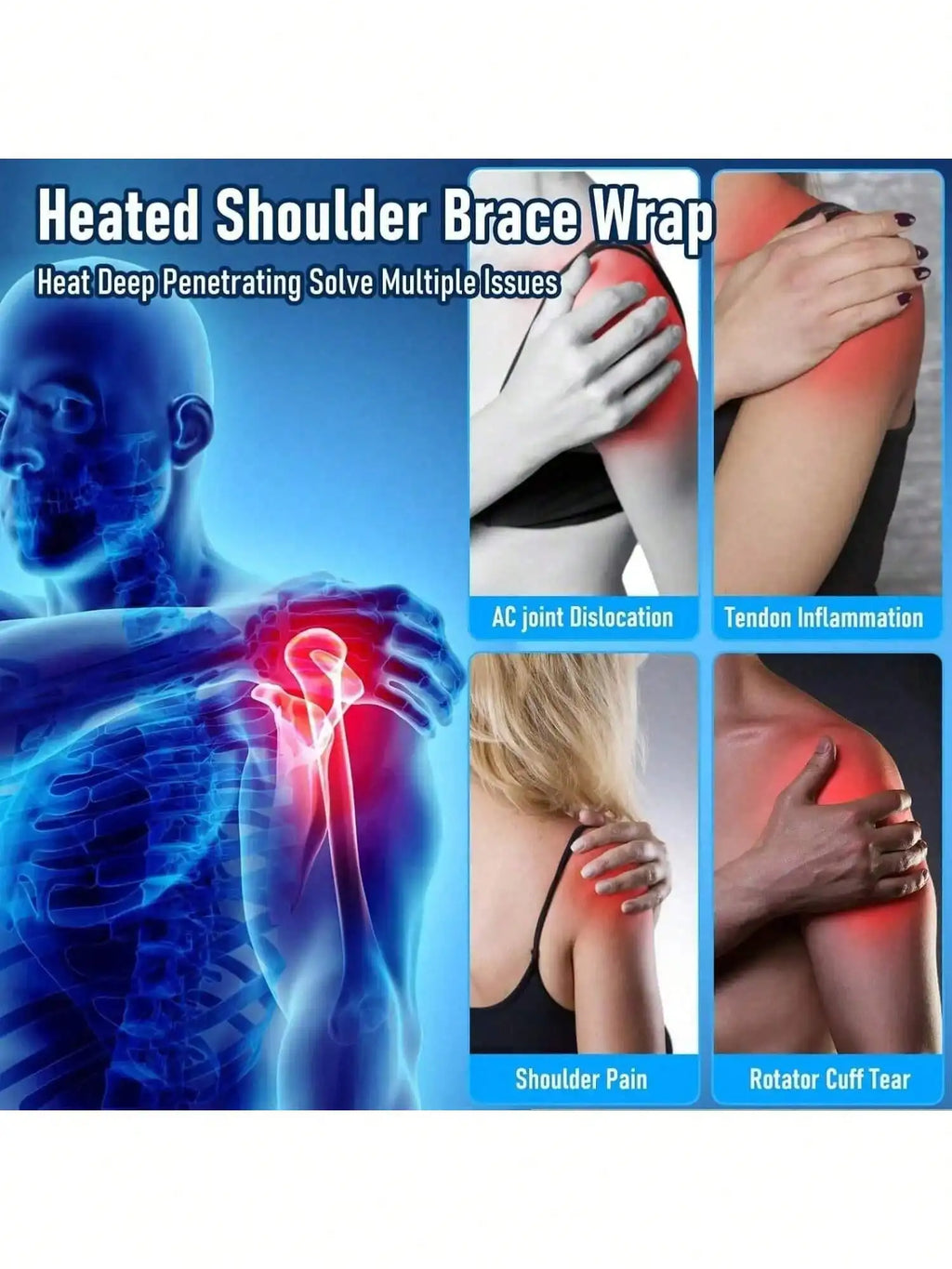 2026 Heated Shoulder Massager with 3 Intensity Levels, Wearable Heating Pad for Neck and Back Relaxation.