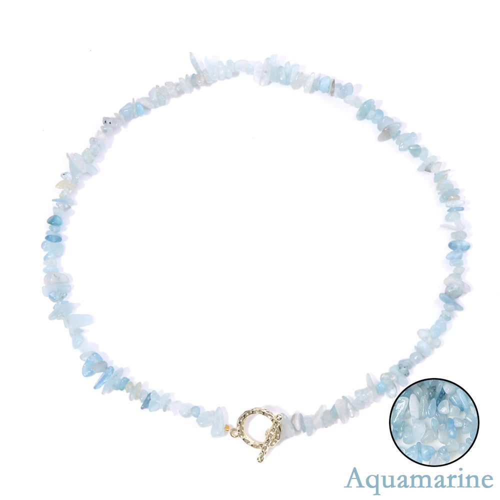 Healing Bohemian Gem Gravel Natural Semi-precious Stone Necklace Women's Fashion Necklace Jewelry Collares Para Mujer Female