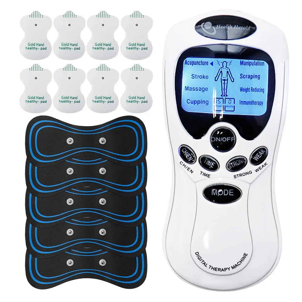 Portable 8 Modes Electric EMS Tens Acupuncture Body Massager LCD Digital Meridian Relax Muscle Stimulation Stimulator Device