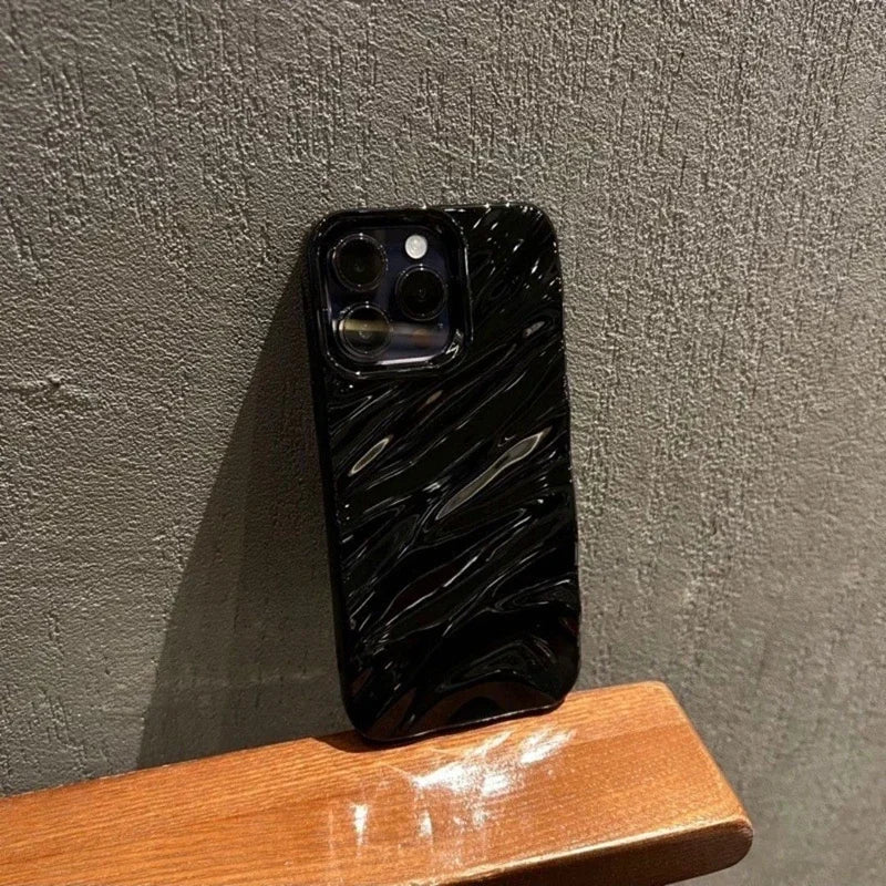 Soft Water Ripple Pattern Phone Case For iPhone 11 12 13 14 15 16 17 18 Pro Max X Xs Max XR 7 8 Plus Air Bumper Cases Cover
