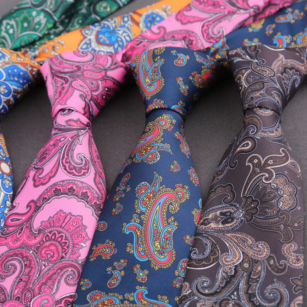 Men's Super Soft Silk Touch Ties Floral Paisley 8cm Necktie For Men Wedding Business Gravata Novelty Printing Neck Ties