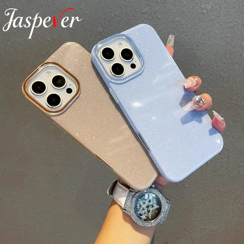 Luxury IMD Glitter Candy Color Hard Case For iPhone 16E 16 15 14 13 12 11 XS Max X XR SE 7 8 Plus Hybrid Silicone Soft PC Cover