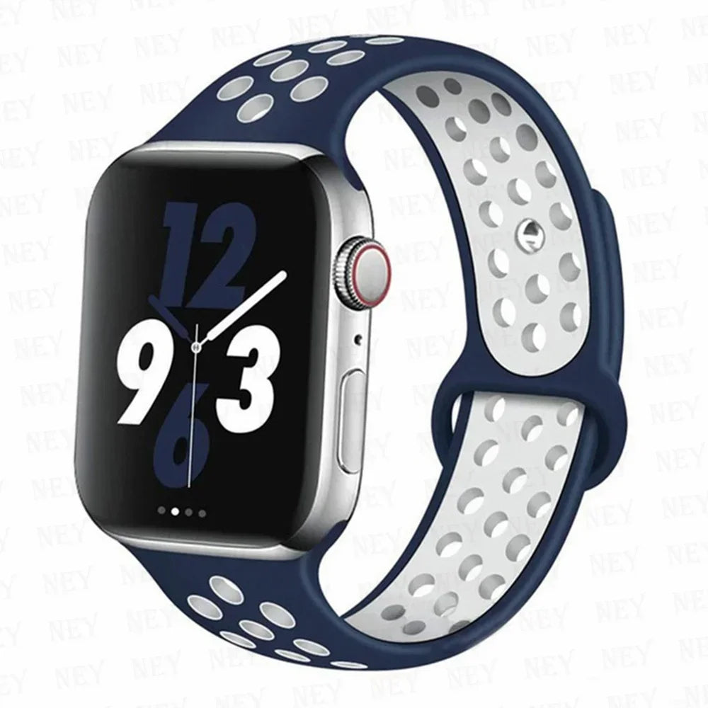 Sport Strap For Apple Watch Band 45mm 49mm 44mm 40mm 41mm 42mm Silicone bracelet correa iWatch Ultra 2 Series 9 8 SE 7 6 5 4 3