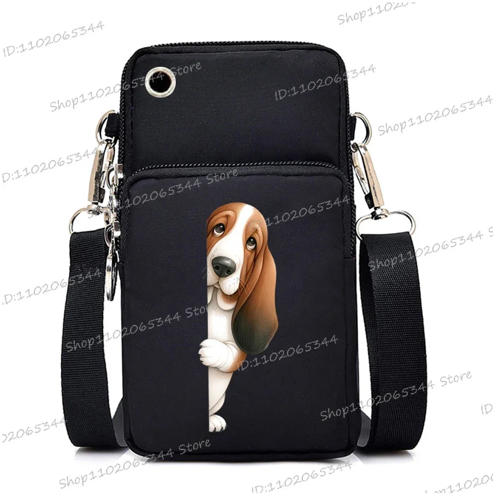 New Mobile Phone Bag Funny Anime Dog Print Shoulder Messenger Bag Women Men Coin Purse Handbag Animal Lover Small Crossbody Bag
