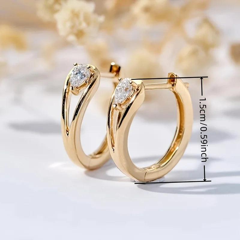 Dazzling Geometric White Zircon Hoop Earrings for Women Exquisite Fashion Engagement Wedding Earrings Jewelry