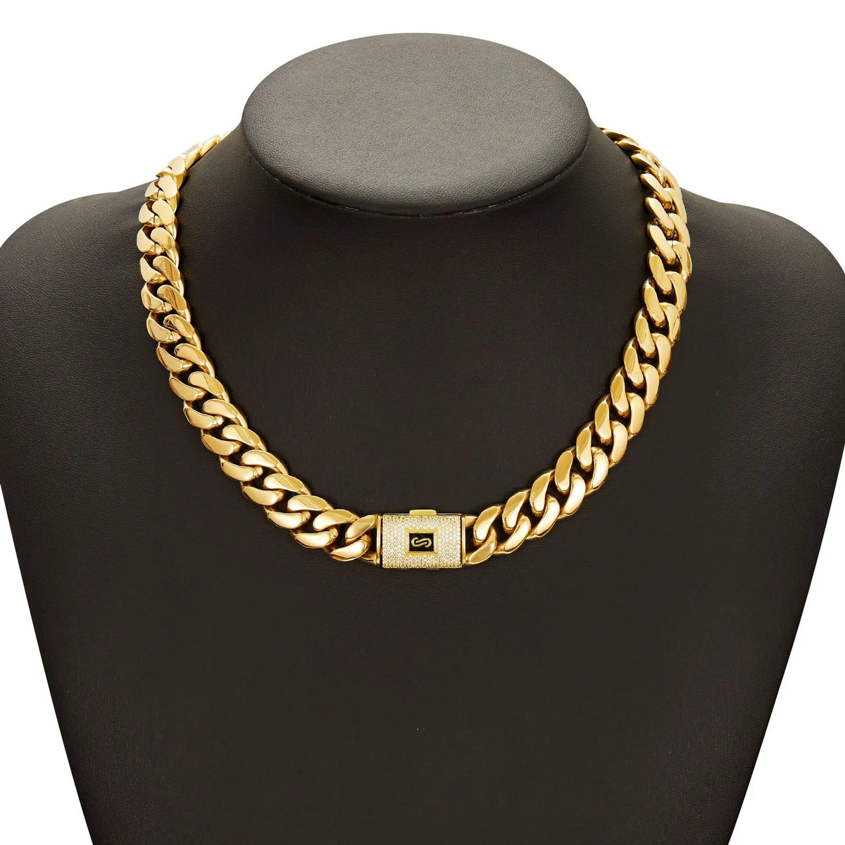 Luxury 24K 9999 Pure Gold real gold Men's Necklace Encrypted Cuban Chain Miami Chain Flip Diamond Buckle Necklace