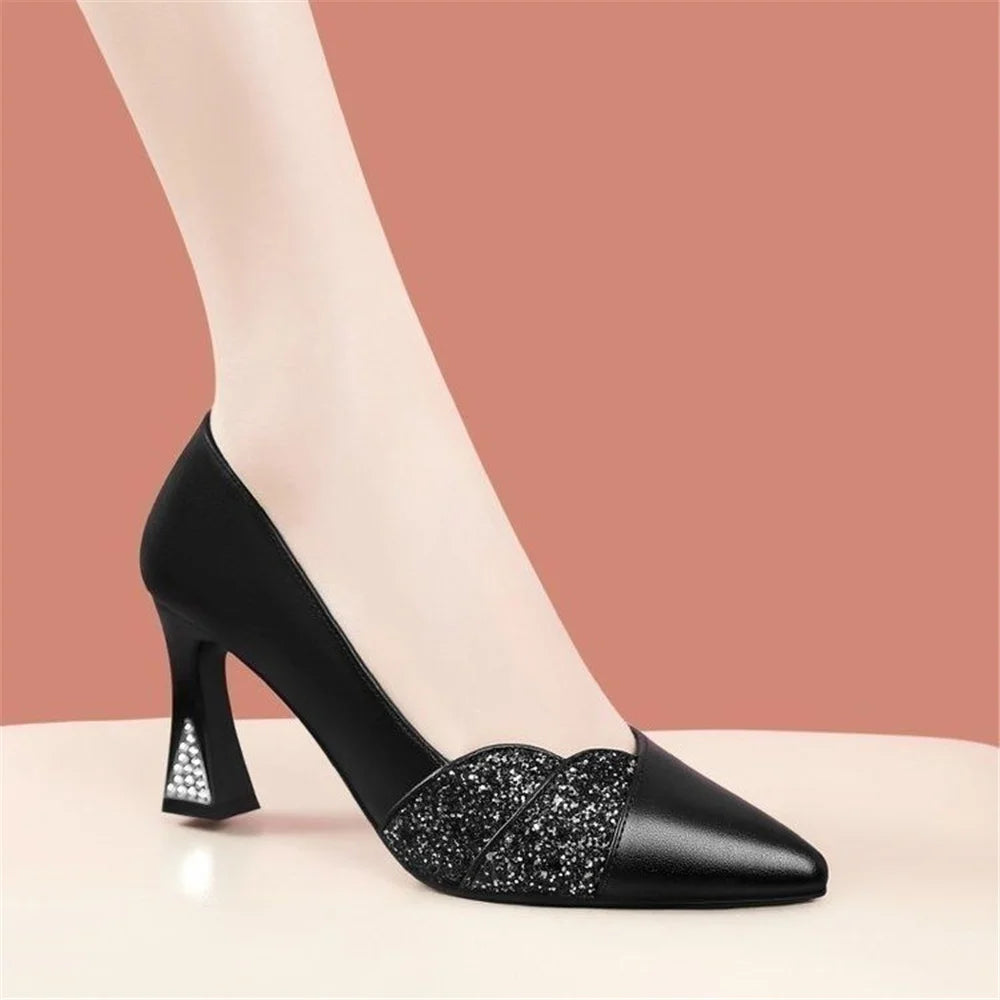 Cresfimix Sexy Party & Night Clue Round Heel Pumps for Female Women Elegant Beige Comfort Summer Slip on High Heel Shoes A6672