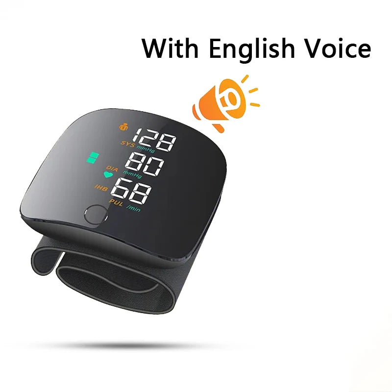 Rechargeable Wrist Blood Pressure Monitor Medical Russian / English Voice Digitlal Tensiometro Health Sphygmomanometer Tonometer