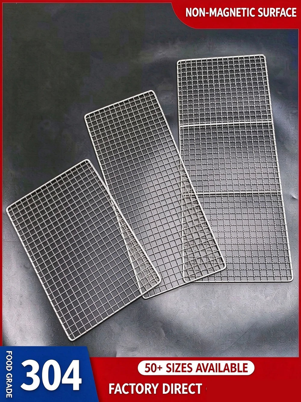 Stainless Steel 304 Food Grade 15-70CM Rectangle BBQ Barbecue Grill Wire Grid Mesh Net