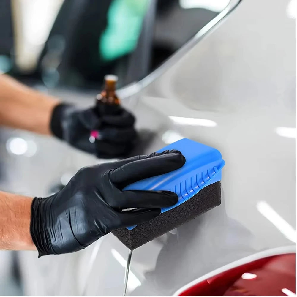 Car Wheel Sponge Brushes (W/ or W/O Lid)-Tire Contour Cleaner&Dressing Applicators, Waxing Polishing Pads Detailing Accessories