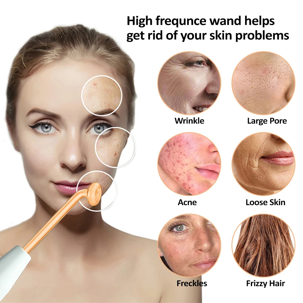 Handheld Electric Skin Therapy Wand 4-in-1 Facial Beauty Tool for Acne Treatment Massage Skin Tightening Wrinkle Reduction