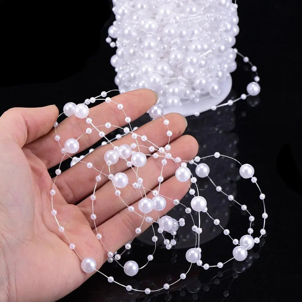 5/10Meters Artificial Pearls Chain Fishing Line Beads Garland Chain For DIY Bridal Bouquet Craft Flower Wedding Party Decoration