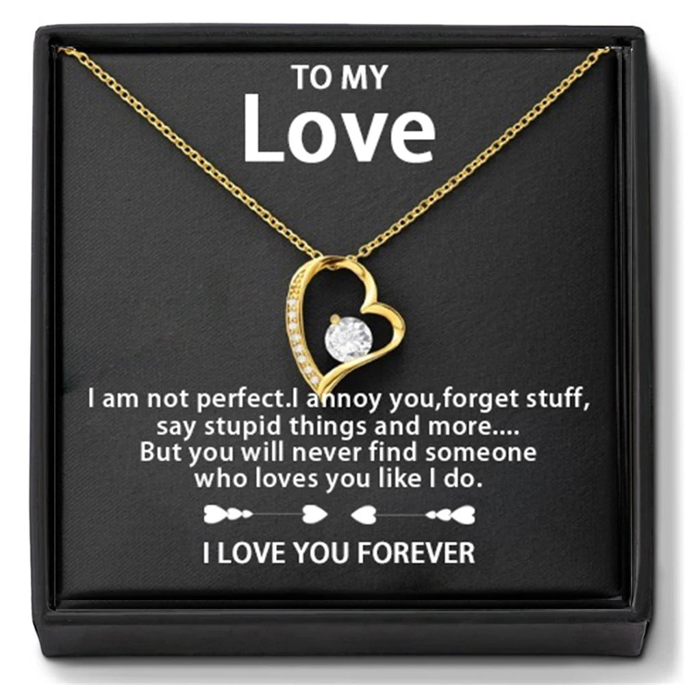 Jewelry To My Love 14K Gold or Silver Forever Love Pendant Necklace Gift For Wife Her Romantic Christmas Birthday Valentine Gift