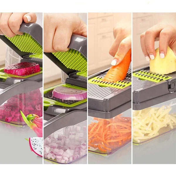 16 in 1 Vegetable Chopper Multifunctional Food Slicer Dicer Fruit Cutter Shredder Grater Peeler Manual Vegetable Cutting Tool Kitchen Gadgets for Potato Onion Carrot Cucumber Salad Preparation