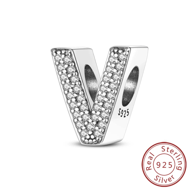 Charms Fit Original Bracelet A-Z Alphabet Charms Beads 925 Sterling Silver 26 Letters Charm for Women Girl DIY Fine Jewelry Gift