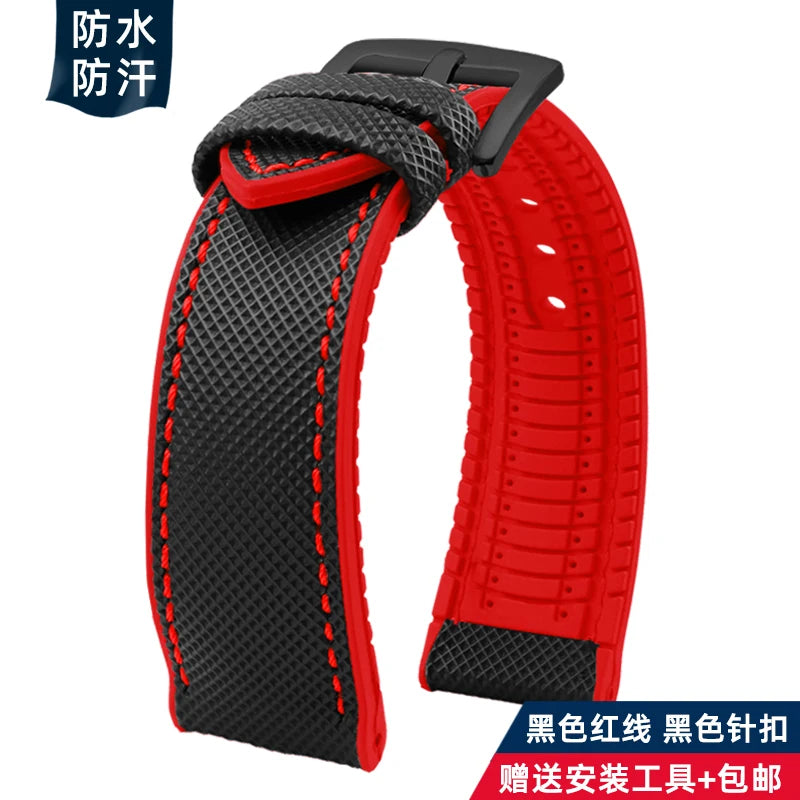 For Longines Seiko water ghost Hamilton series nylon rubber Bottom watch strap 20mm 22mm 23 Strap Men soft Waterproof Wrist Band