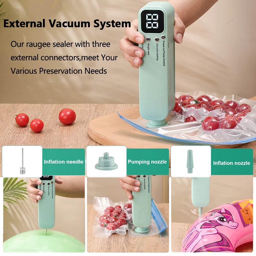 Mini Vacuum Sealer 3 in 1 Cordless Food Sealer Portable Food Sealer with Pump Strong Suction Handheld Rechargeable Food Sealer