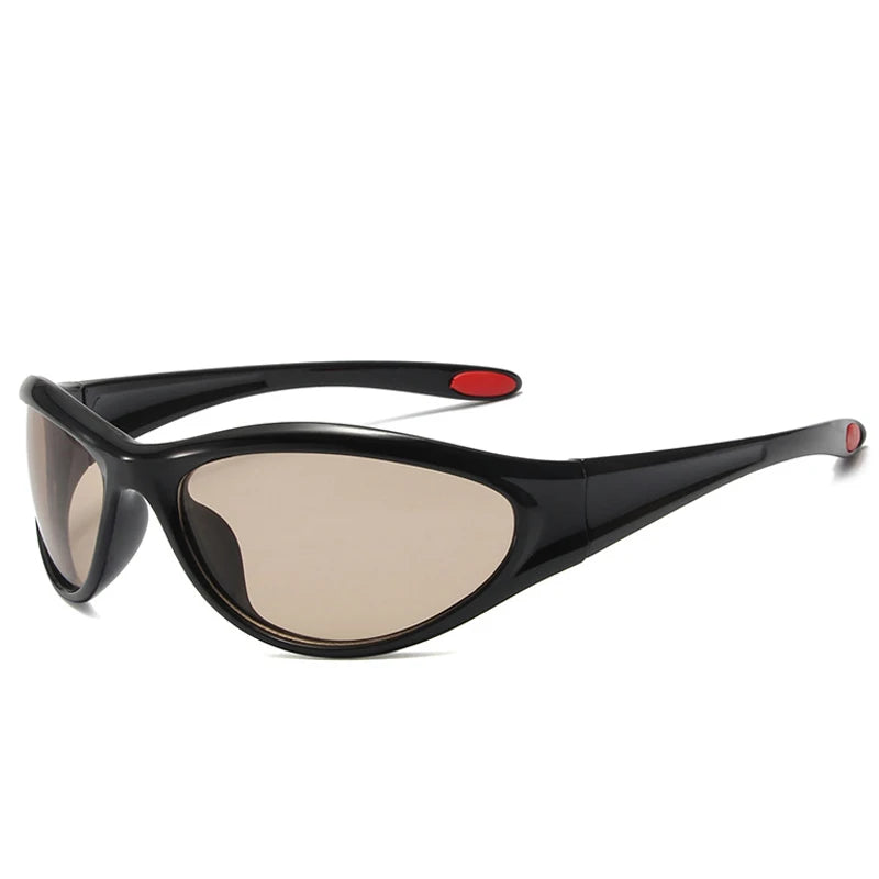 DOHOHDO New Retro Y2K Cat Eye Outdoor Fashion Sports Sunglasses Women Gradient Mirror Goggles Shades UV400 Men Punk Sun Glasses