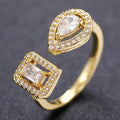 Huitan Geometric Shaped Cuff Opening Rings for Women Silver Color/Gold Color Noble Cubic Zirconia Ring Accessory Fashion Jewelry