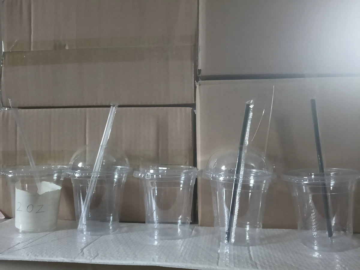 50 Sets 12/16/20/24OZ Clear Plastic Cups Lids and Straws for Iced Coffee Cups Disposable Smoothie Cups for Cold Drink Free BPA