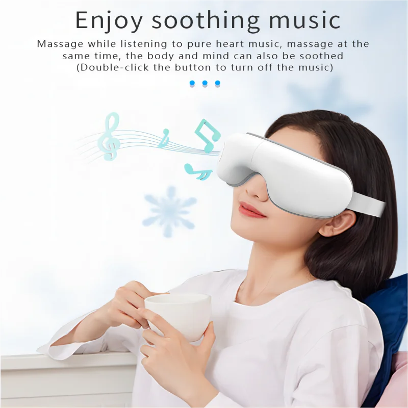 Folding Eye Massager Eye Mask with Bluetooth Music Airbag Compression Eye Care Device Gift for Eye Strain Dry Eye Improve Sleep