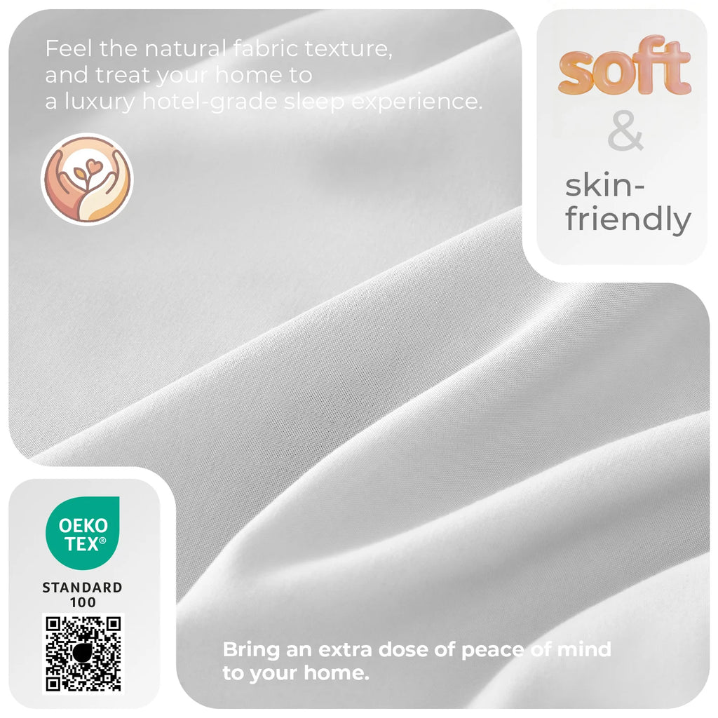 Cool & Soft Queen Size 4-Piece Bedding Set, Double-Sided Brushed Fabric, Easy Care Deep Pocket Fitted Sheet Fits Mattresses Up to 18 Inches, for Bedroom & Hotel Use, Local Warehouse Shipment, Ideal Holiday Gift